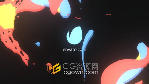AE模板-时尚手续卡通彩色液体动画演绎品牌LOGO标志片头