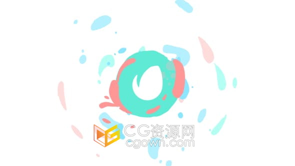 AE模板-多彩卡通炫酷水滴液体飞溅效果闪光标志LOGO动画