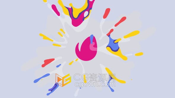 PR模板-可爱有趣卡通风格色彩鲜艳动画液体运动标志LOGO片头