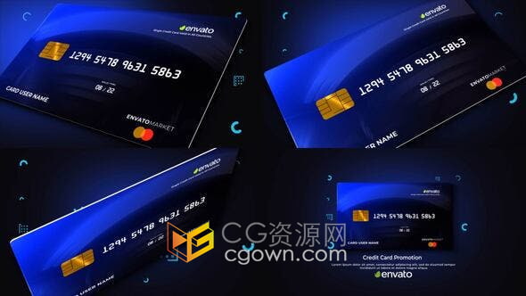 AE模板-3D信用卡银行卡借记卡储蓄卡会员卡金融业务介绍展示
