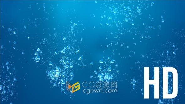 高清水下气泡背景清澈海底发光泡泡上升漂浮湍流运动循环视频素材