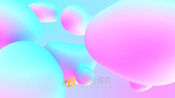 视频素材-时尚柔和渐变蓝粉色泡沫液体气泡融合分离抽象运动4K背景