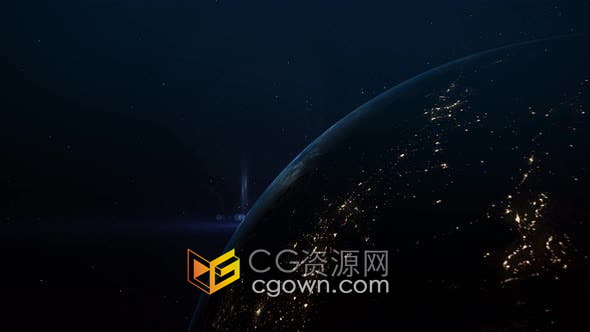 視頻素材-4K三維空間感夜間宇宙深空地球轉動科學天文主題背景