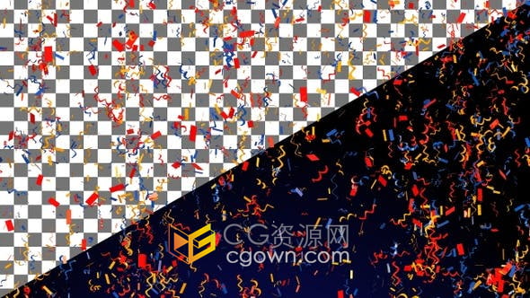 視頻素材-爆炸五彩紙屑動(dòng)畫帶通道彩帶派對(duì)節(jié)日祝賀元素4K背景