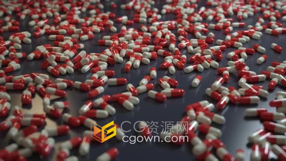 视频素材-满屏遍布红白药丸药片胶囊药品医药介绍宣传视频背景