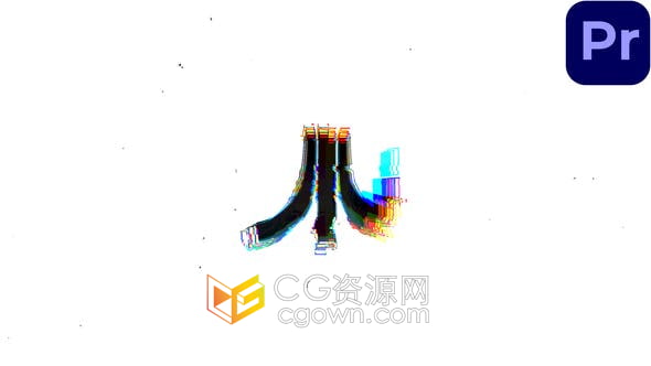 PR模板-快速像素故障标志4K数字失真rgb拆分logo动画