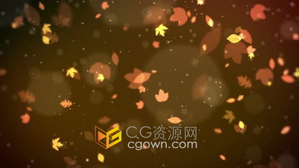 视频素材-飘落的秋叶与粒子散景动画用于唯美婚礼宴会活动舞台背景
