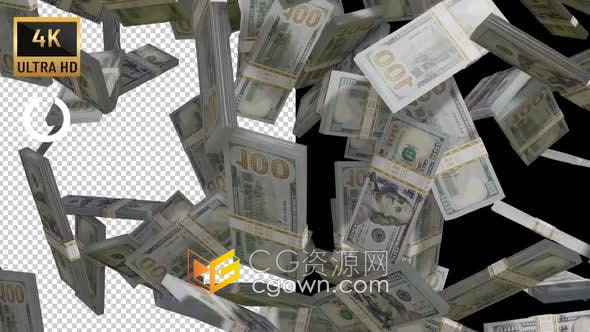 视频素材-钞票美元纸币掉落金钱雨动画元素免费下载