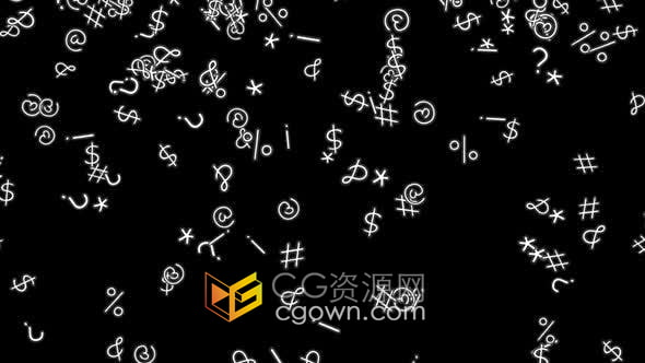 視頻素材-黑色背景上的數(shù)字符號代碼無序散落動畫