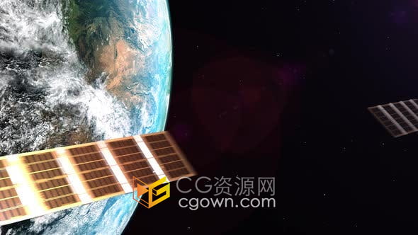 視頻素材-大量衛(wèi)星高速繞地球飛行全球通信技術互聯網氣象學軍事概念