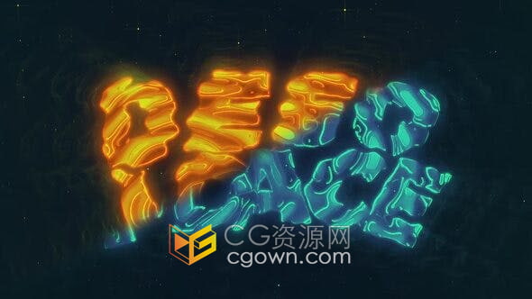 ae模板抽象卡通波浪扭曲液体变形赛博朋克发光logo动画视频