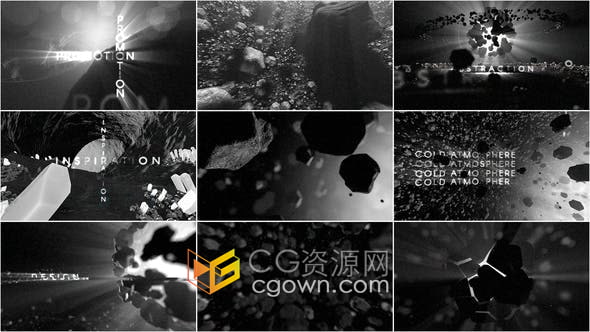 AE模板獨(dú)特空間感光影效果現(xiàn)代過(guò)渡抽象黑白創(chuàng)意主題標(biāo)題文字動(dòng)畫(huà)