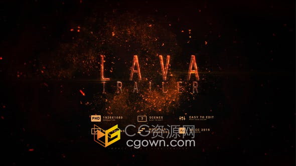 燃燒余燼爆炸火花流動(dòng)熔巖效果大氣有能量感標(biāo)題文本預(yù)告片-AE模板