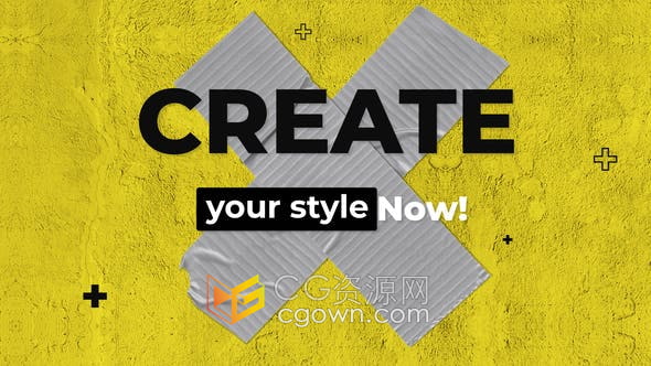 AE模板-粗糙混泥土灰黄墙面背景动画时尚现代美容服装品牌宣传片