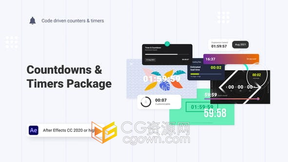 AE模板-非常實用多種類別適用各種場景60+倒計時和計時器動畫元素工具包