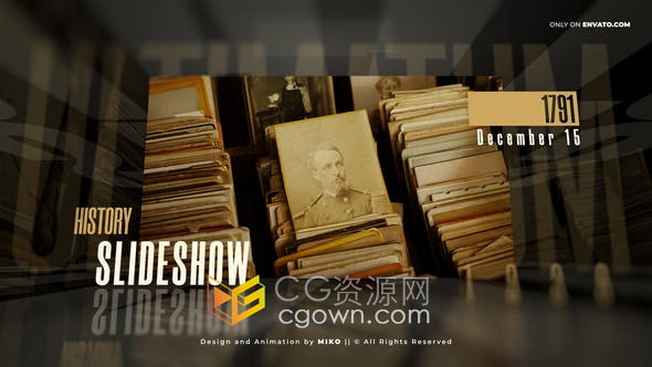 AE模板-復(fù)古時間線展示歷史幻燈片軍事紀(jì)錄片電影回憶相冊