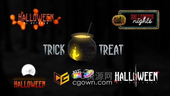 5 Halloween Scary Titles FCPX插件万圣节恐怖标题视频字幕