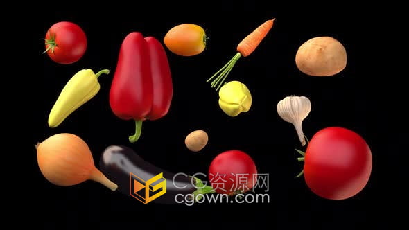 視頻素材-帶alpha通道的農(nóng)產(chǎn)品綠色健康飲食蔬菜素食宣傳介紹動畫