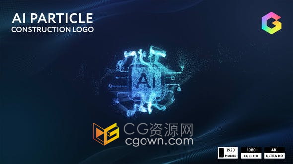 AE模板-抽象AI人工智能粒子連接跟蹤構(gòu)建高科技數(shù)字標(biāo)志標(biāo)題動(dòng)畫(huà)
