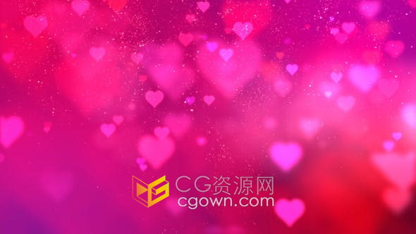 視頻素材-流動心形散景閃閃發(fā)光粒子紅色情人節(jié)婚禮慶典甜蜜背景