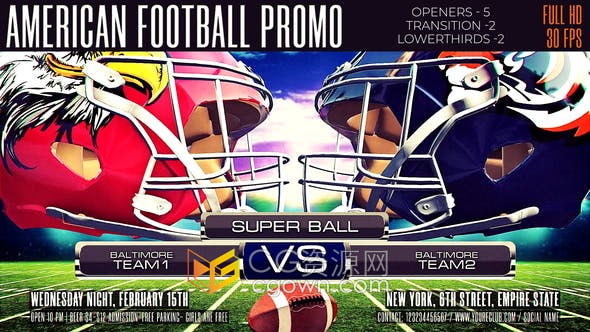 AE模板-美式足球美式橄榄球体育赛事包装宣传片