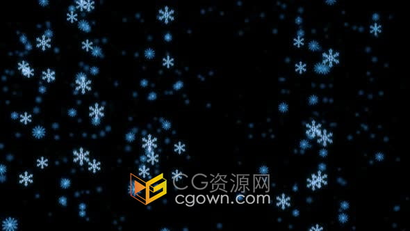 夜景降雪黑色背景雪花飘落圣诞新年冬季下雪动画视频素材