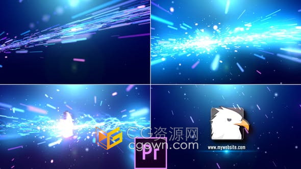 PR模板-活力高冲击粒子爆裂灯光隧道效果电影片名标志LOGO动画