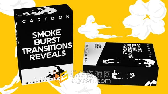 AE模板-卡通烟雾爆裂云过渡标志LOGO揭示逐帧动画