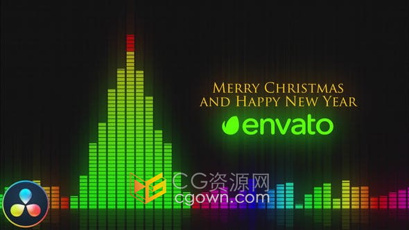 达芬奇模板-音频可视化器圣诞新年节日庆祝活动声波视频演示