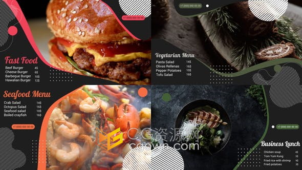 AE模板-色彩缤纷开胃又酷炫食品介绍餐饮菜单展示