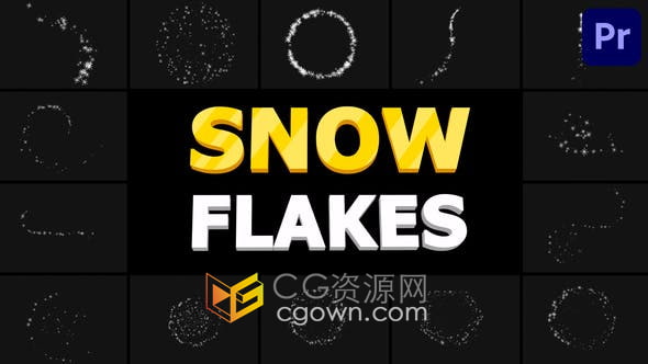 PR模板-魔法雪花薄片動畫雪元素卡通視頻過渡