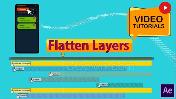 Flatten Layers v2.2.0 AE脚本拼合图层生成PNG代理提高预览速度