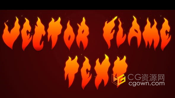 AE模板-酷炫卡通动画效果矢量火焰文本字母数字符号和过渡包