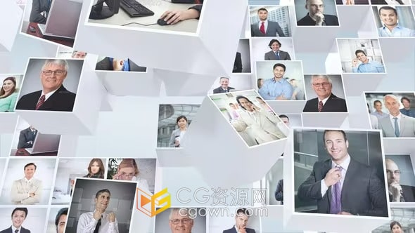 AE模板-飞行照片图像立方体动画马赛克照片墙展示公司企业品牌标志