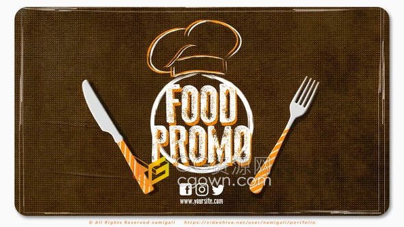 AE模板-餐厅食品宣传片美食节目包装动画餐饮菜单展示视频