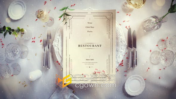 AE模板-温馨餐桌场景酒店餐厅菜单展示新品宣传节假日特色菜品