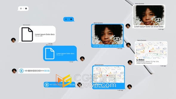 达芬奇模板-逼真文本对话工具有趣创意聊天对话语音短信消息气泡