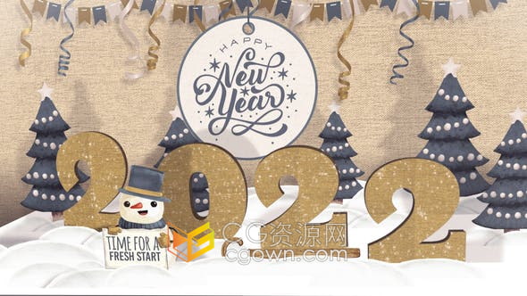 AE模板-2022年新年賀卡驚喜彈出卡可愛節(jié)日祝福動畫