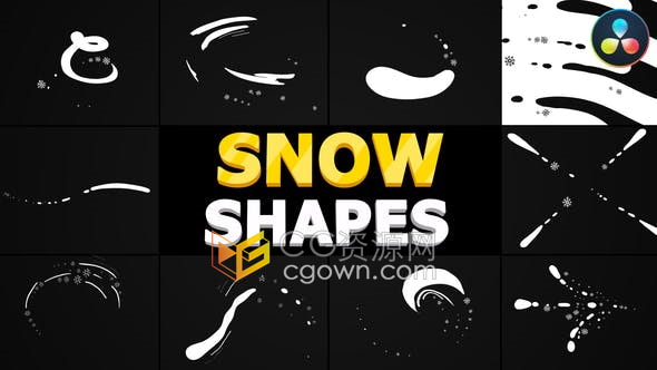 达芬奇模板-卡通手绘雪元素和暴风雪旋风过渡图形元素下载