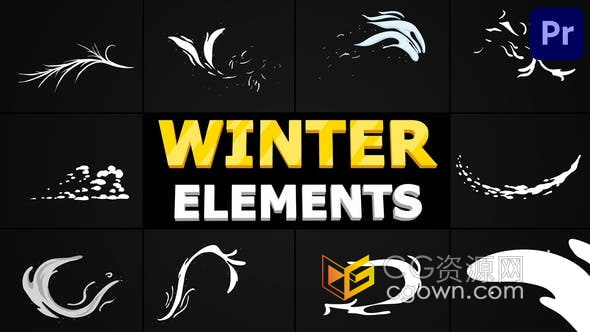 PR模板-卡通手绘冬季雪元素和过渡动画免费下载