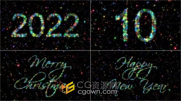 2022新年1月1日倒計(jì)時(shí)10秒倒數(shù)閃閃粒子動(dòng)畫視頻片頭-AE模板