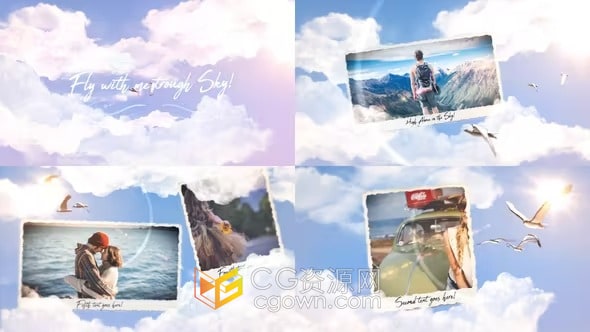 PR模板-穿越云层飞鸟翱翔图文视频展示冒险假期旅行宣传节目预告片