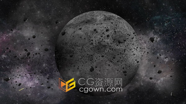 月球小行星3D场景宇宙围绕碎石空间动画视频素材下载