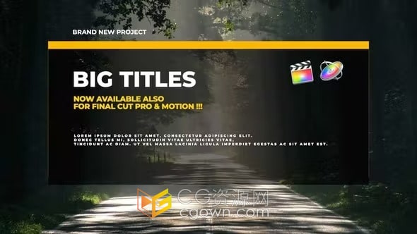 Big Titles FCPX插件20组大边框演示幻灯片介绍文字标题动画