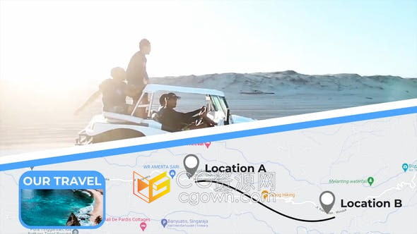 达芬奇模板-旅游地图侧边栏地球地图路线规划标注动画展示