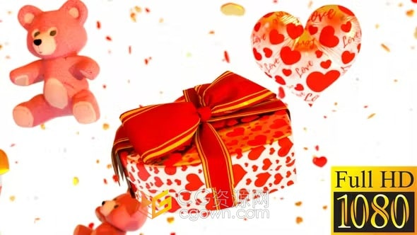 心型礼盒开启巧克力粮果展示甜蜜情人节礼物动画贺卡AE模板