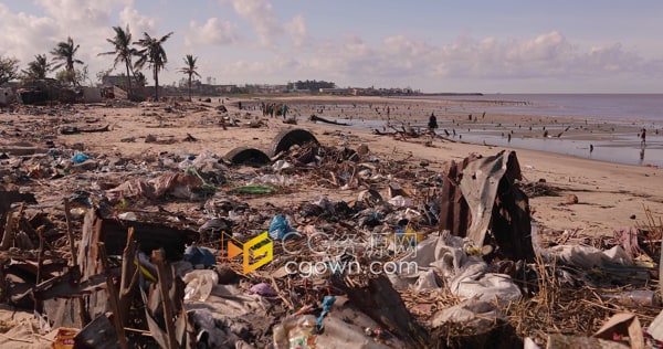 实拍垃圾成堆的污染海滩制作公益环保主题视频素材