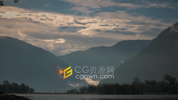 延时拍摄晨曦中的山脉云海江河水波潋滟美丽景色视频素材