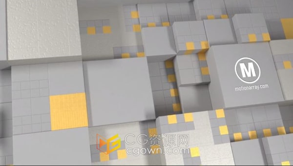 AE模板-动态动画摄像机飞过3D立方体徽标LOGO显示
