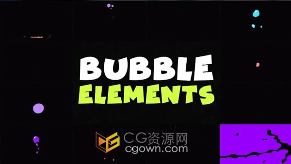 AE模板-卡通液体飞溅气泡元素音乐派对游戏舞蹈视频特效
